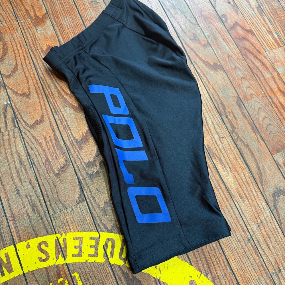 Ralph Lauren Men's Black Shorts with Blue Logo